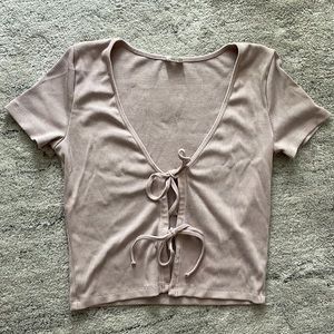 Aritzia Cropped Tie-Front Tee XS